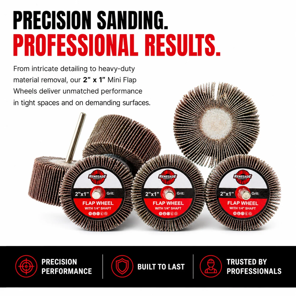 2" x 1" Mini Flap Wheel with 1/4" Chuck (5-Pack) - Image 5