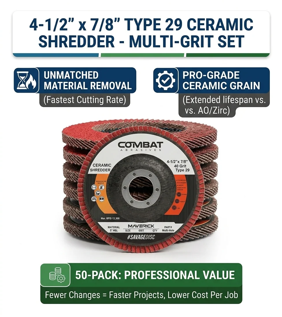 4-1/2" x 7/8" High Density Ceramic Flap Disc, Type 29 (36-120 Grit) - Image 4