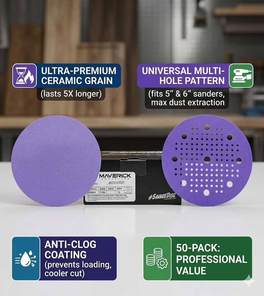 SAVAGE Ceramic Sanding Discs | 5" & 6" Hook and Loop, PSA Discs - Image 3